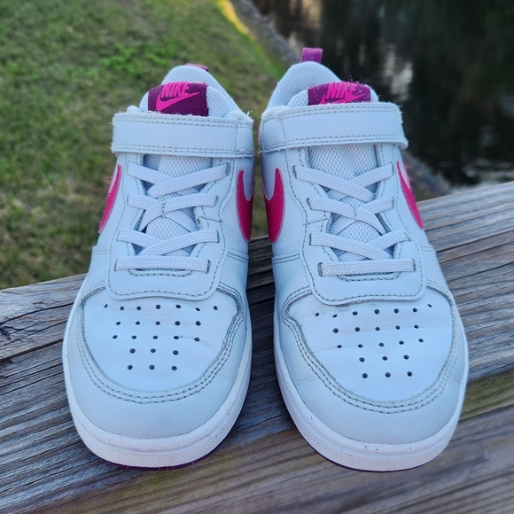Nike Court Borough Low Recraft Girls Size 2.5 Y White Pink Leather Sneakers - Picture 8 of 14